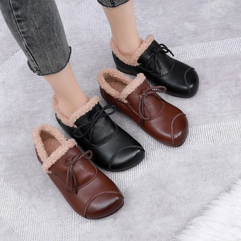 Designer Retro Flat Shoes Women\'s Genuine PU Leather Loafers Woman Flats Ballerina Shoes Ladies Comfy Driving Loafers Moccasins