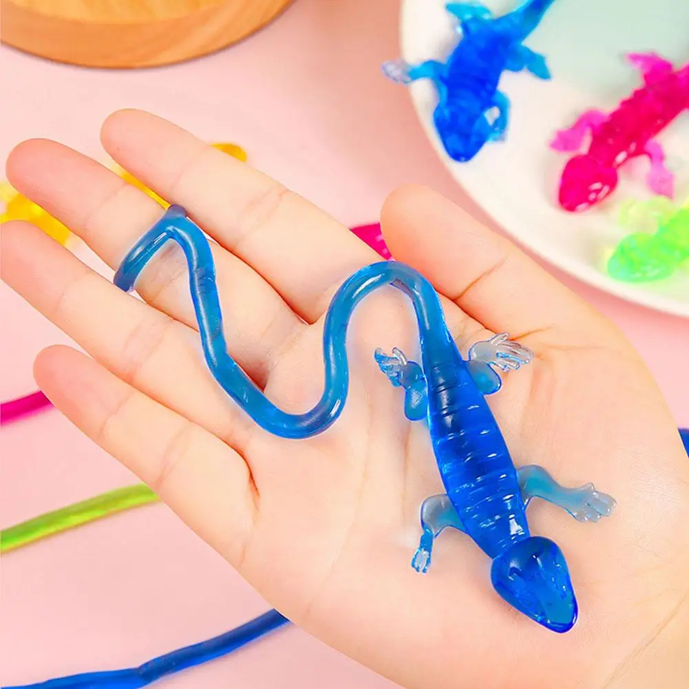 1-10X Colorful Lizard Retractable Sticky Gadget Toys For Kids Birthday Party Favors Pinata Fillers Halloween Gift Pinata Filler