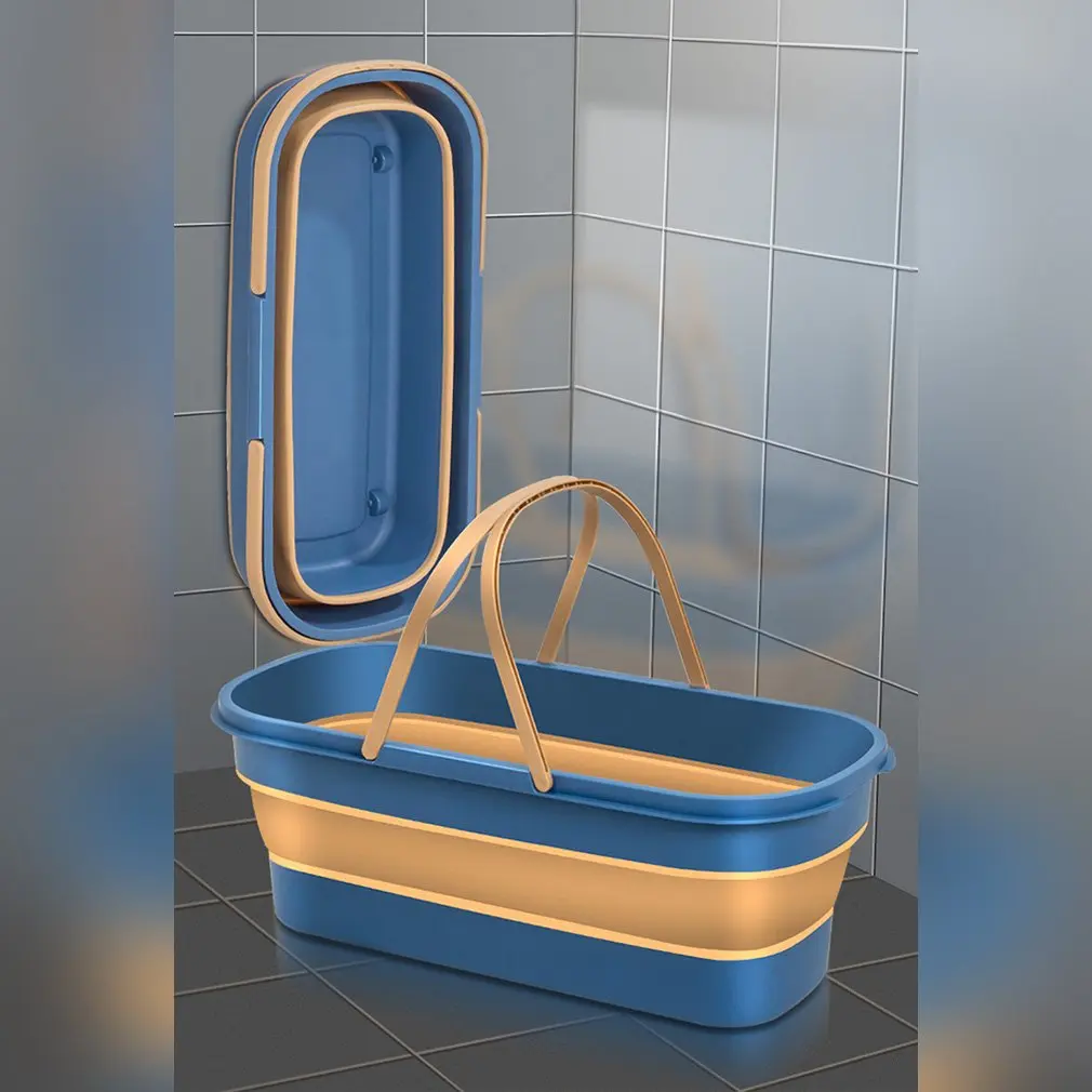 Portable Mop Bucket Folding Laundry Basket with Wheel Foldable Water Basin Household Item Camping Fishing Basin Fast Delivery