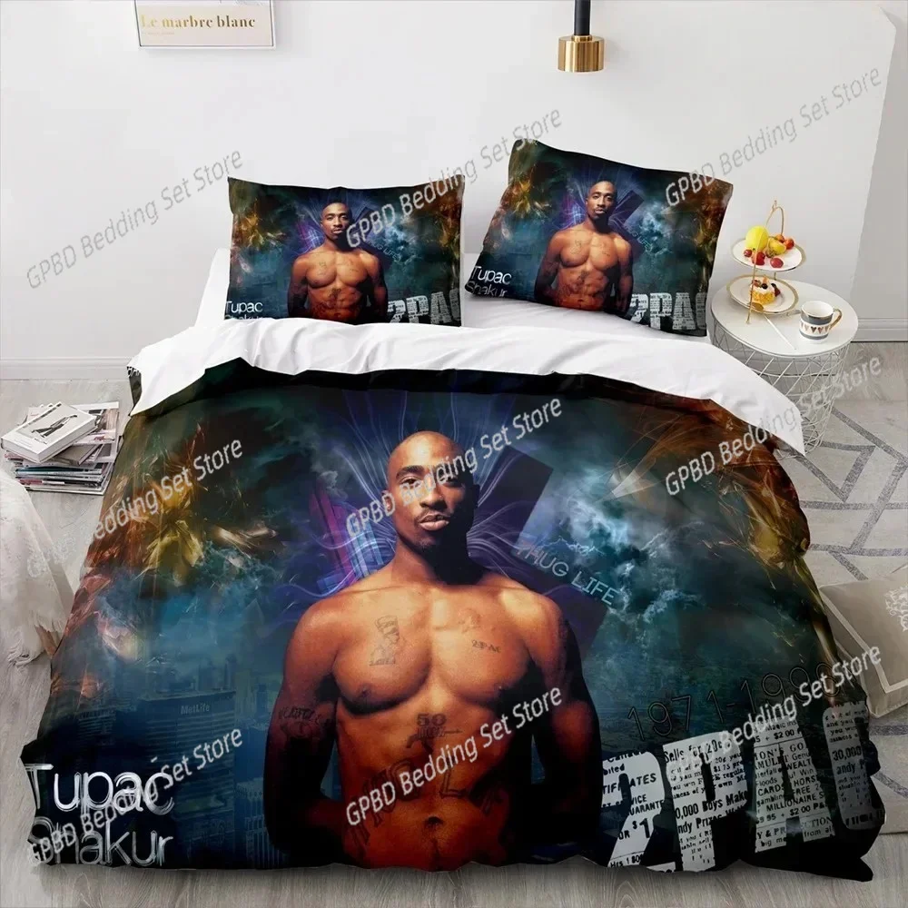 

Tupac Shakur Rapper 2Pac Bedding Set 3D Printed Suitable for Bedroom Duvet Cover Set With Pillowcases Kids Home Textile