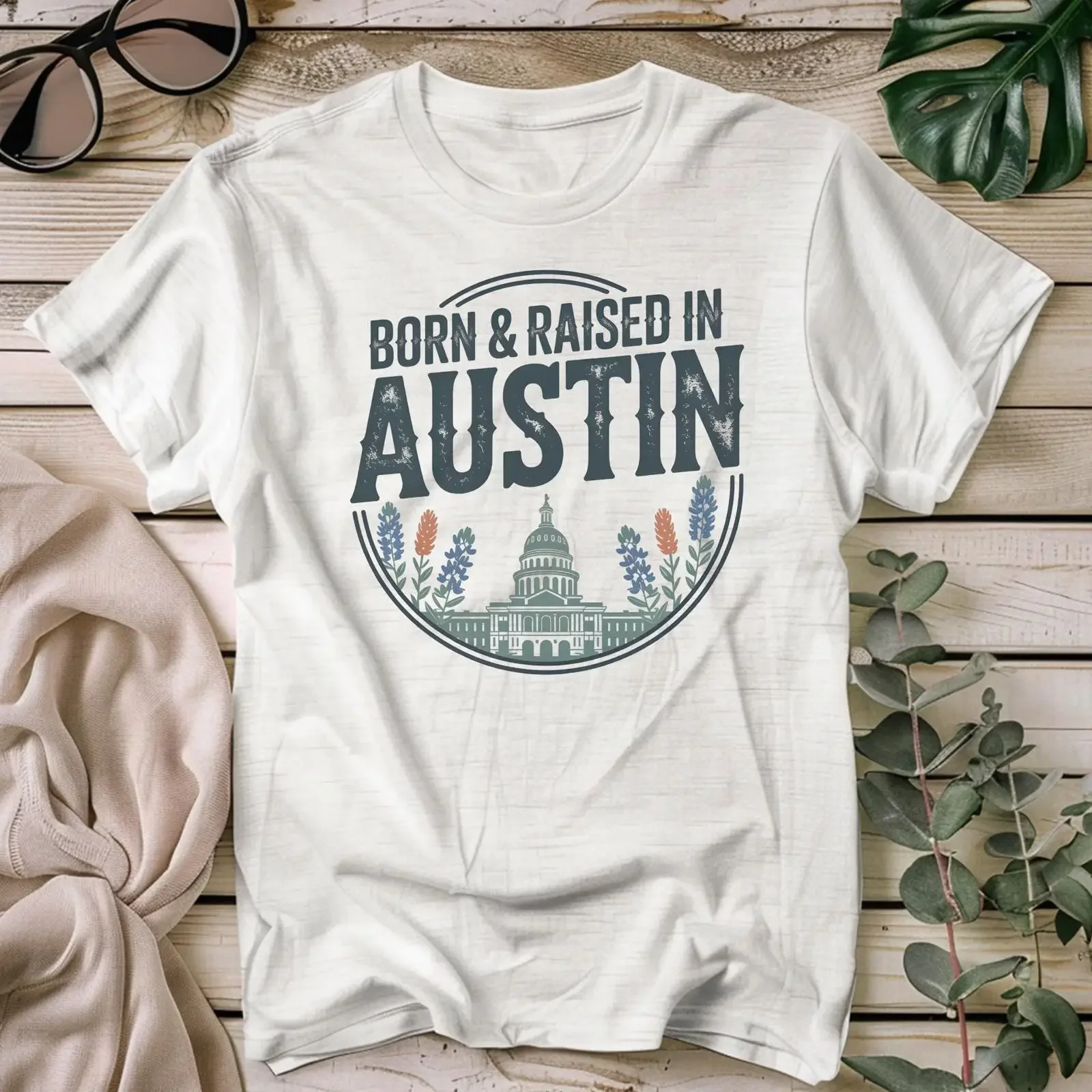 Austin Born amp Raised T Shirt Texas Capitol Cotton vintage Washed graphic Versatile Soft Comfortable Stretched Unisex Stylish