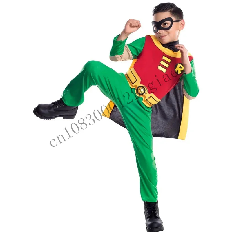 Young Justice Teen Tim Drake Robin 3-10Years Kids 4Pcs/1Set Damian Costume Halloween Uniform Custom CMM221