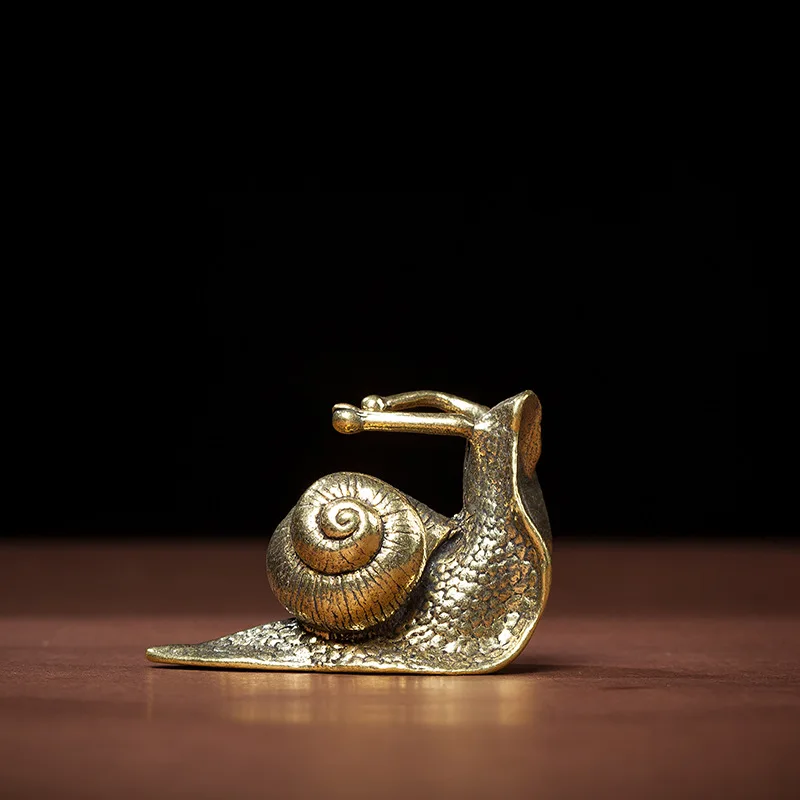 3 Types Brass Snails Figurines Miniature Simulation Animal Toy Desk Ornament Table Tea Pets Antique Copper Crafts Home Decors