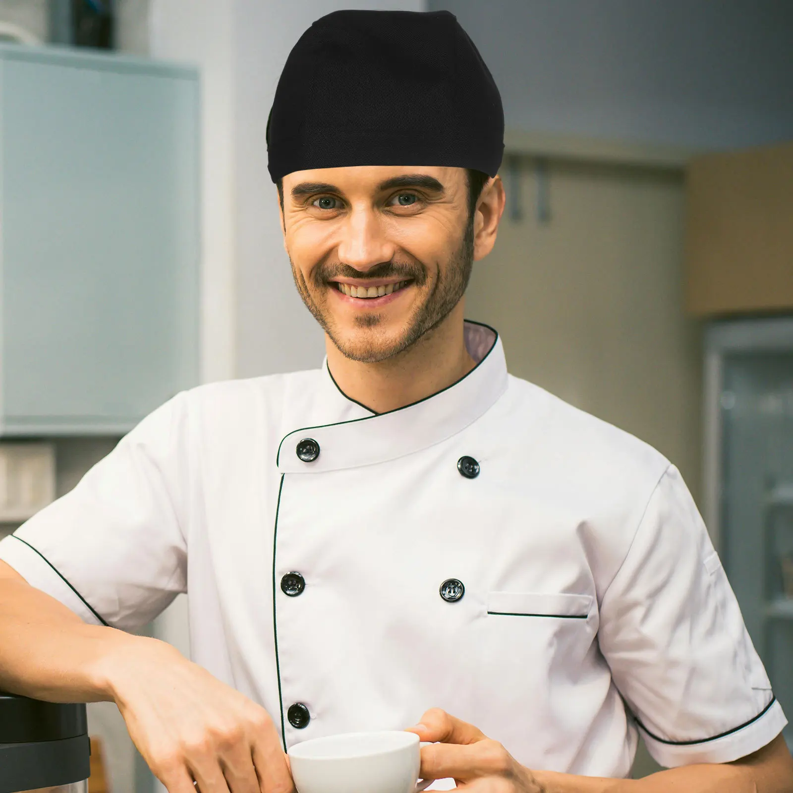Gorros de Chef de tela de algodón para hombre y mujer, gorros de cocina, uniforme de restaurante, sombrero para camarero, personal de panadería, 6 uds.