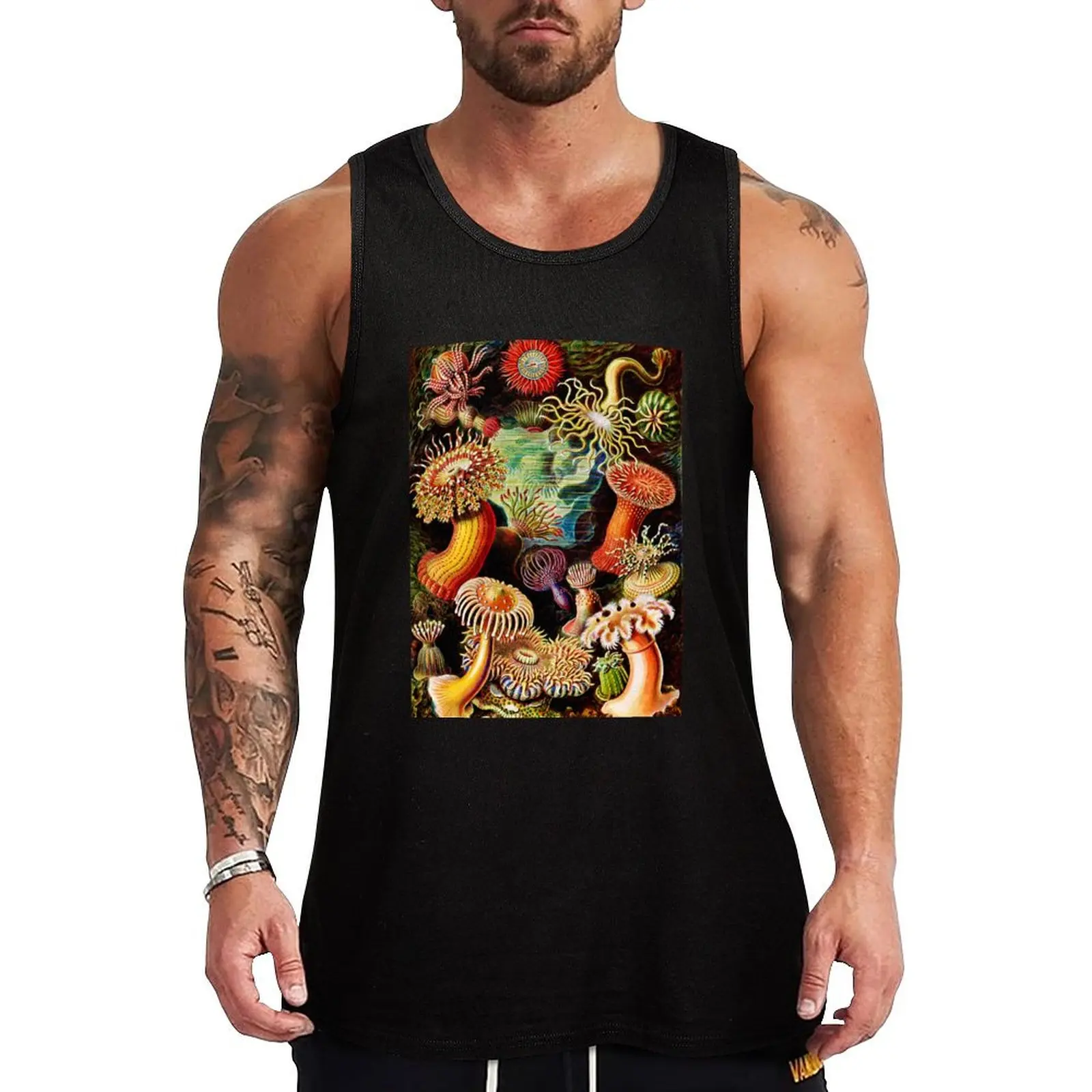 Actiniae–Seeanemonen by Ernst Haeckel -Actiniae Sea Anemones by Ernst Tank Top gym t shirt men sleeveless jackets