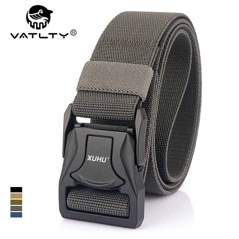 

VATLTY New Elastic Belt for Men Metal Buckle Quick Release Outdoor Tactical Casual Belt Black Stretch Belt Male Jeans Waistband