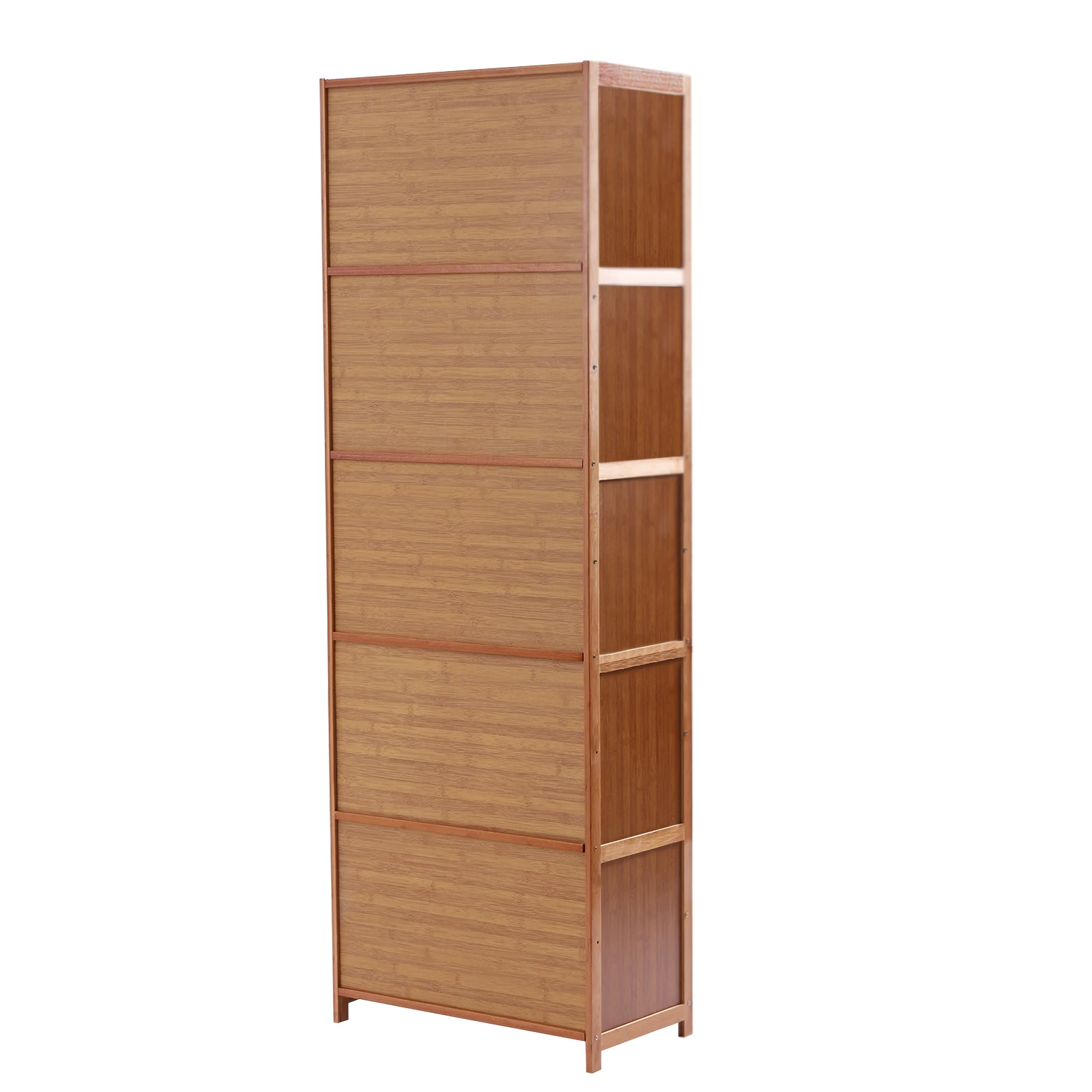 Tall Bamboo Shoe Storage Cabinet with Doors, 10 Tier Freestanding Shoes Heels Sneakers Shelf Rack for Entryway Office Brown