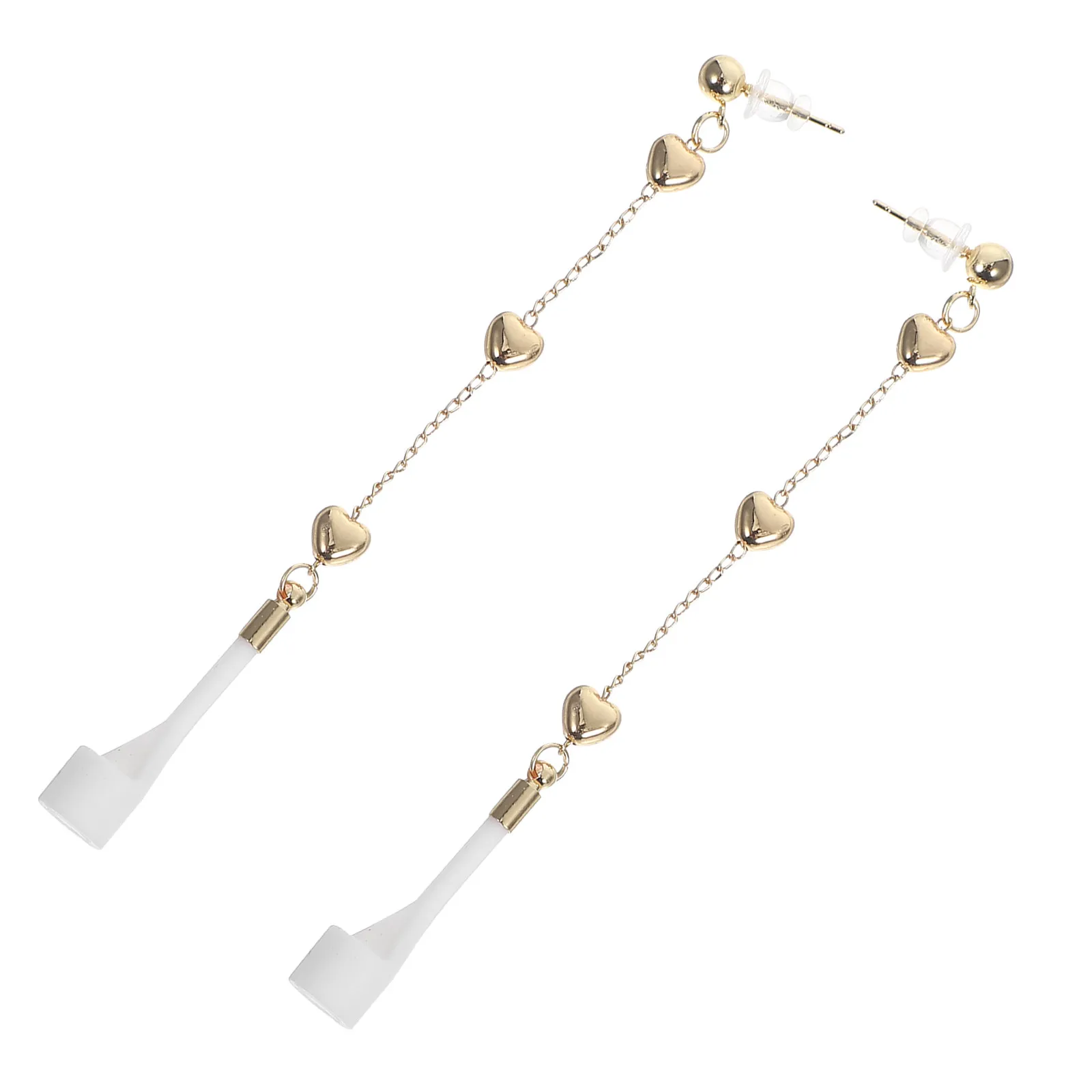 1Pair Stylish Heart Earrings Anti-Lost Earphone Straps for Wireless Earphone Accessory Copper Iron Silicone Ear Decor