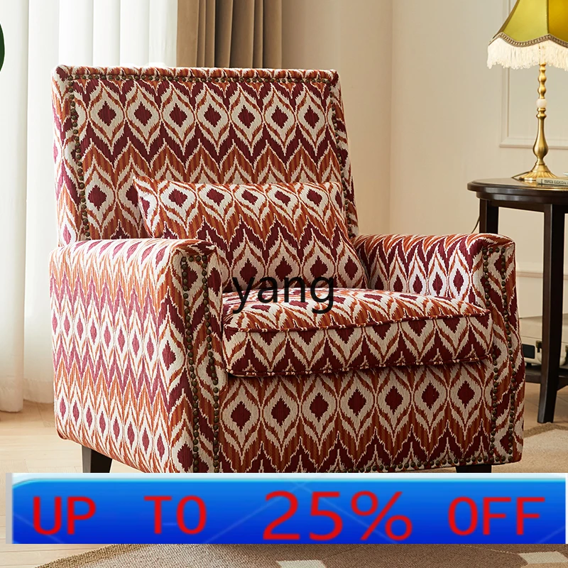 

LH light luxury leisure single chair retro fabric sofa living room bedroom study