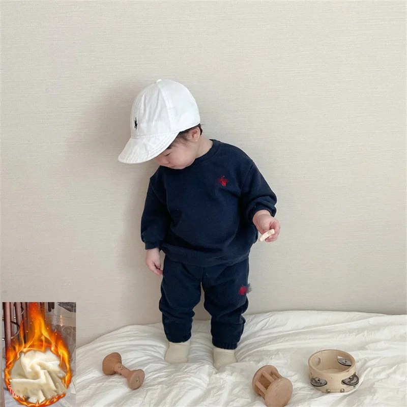 Boys Sweatshirts +Pants Kids Suits 2PCS/Set Cotton 2024 Beige Spring Autumn Cotton Tracksuits Sport Christmas Gift Children Clot