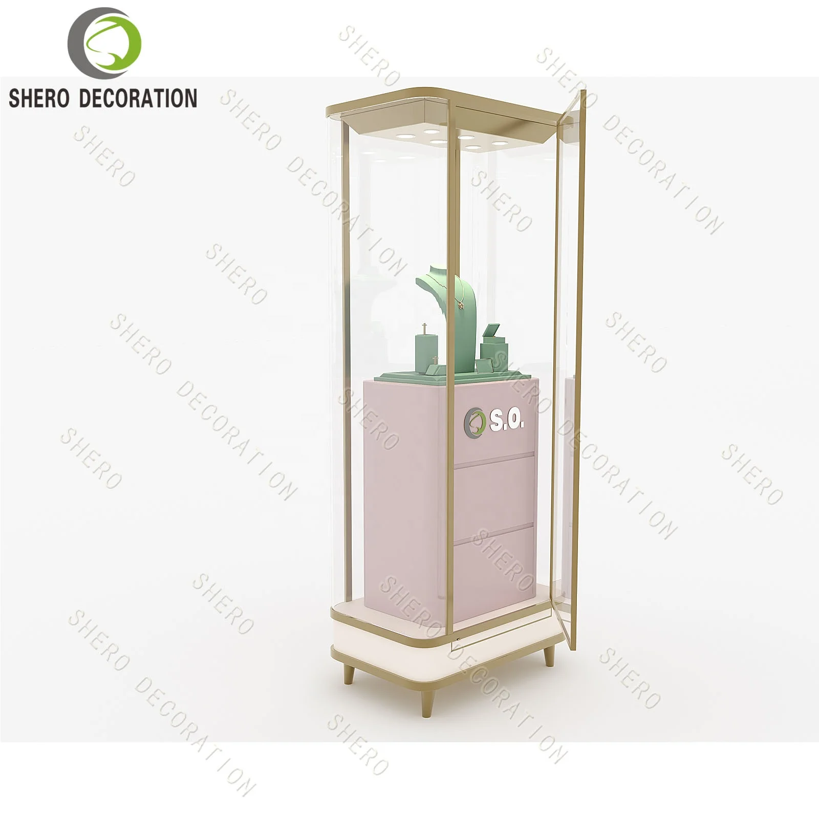 Custom.Golden Luxury Jewelry Shop Interior Design Ideas Jewelry Display Cabinet Set Custom Image Wall Cabinet Jewelry Showcase D