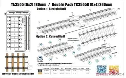 T-Model TK3505D 1/35 European Gauge Straight Rail and Curved Rail `Double Pack` (Connected 360mm)