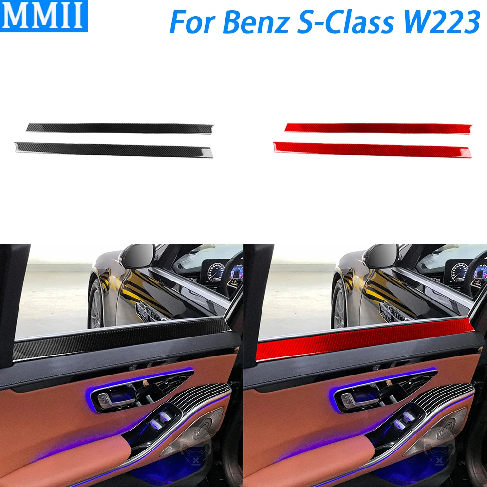 

Для Benz S-Class W223 2021-2024 натуральное углеродное волокно внутренняя дверь окно панель Крышка отделка автомобиля внутреннее украшение аксессуары стикер