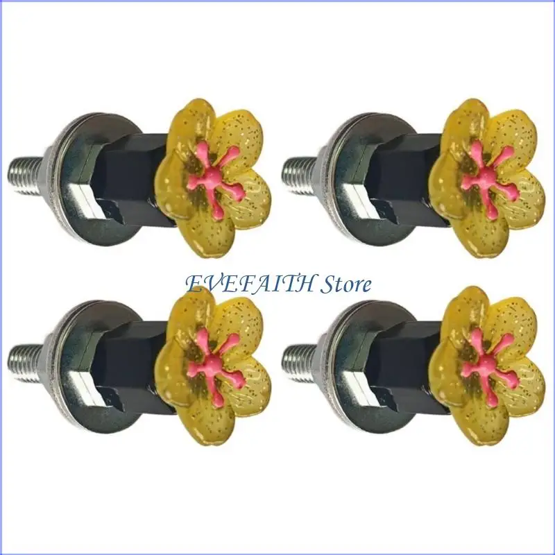 124B Anti Theft Motorcycle License Plate Screws With Flower Decoration Metal Fastener