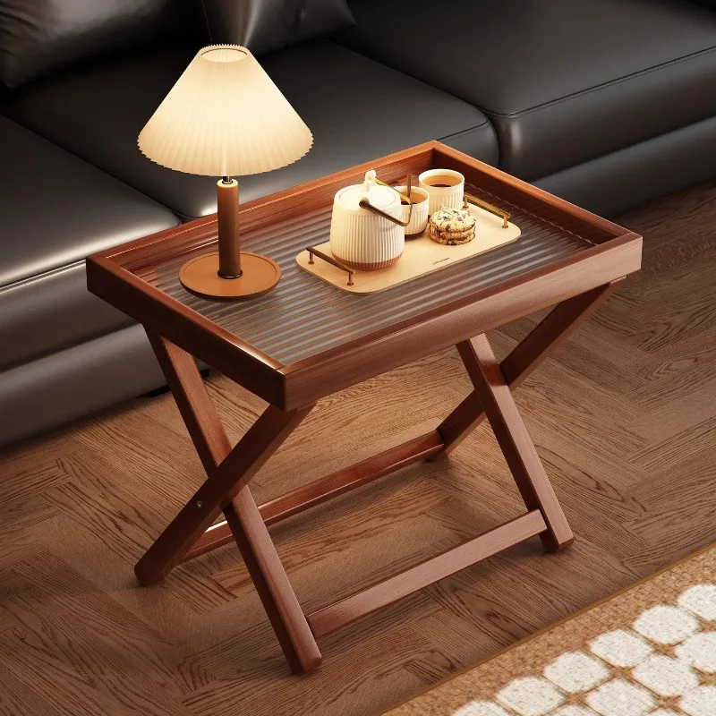 

Folding small coffee table living room sofa side cabinet storage tray side table household mobile tea table tea trayoutdoortable