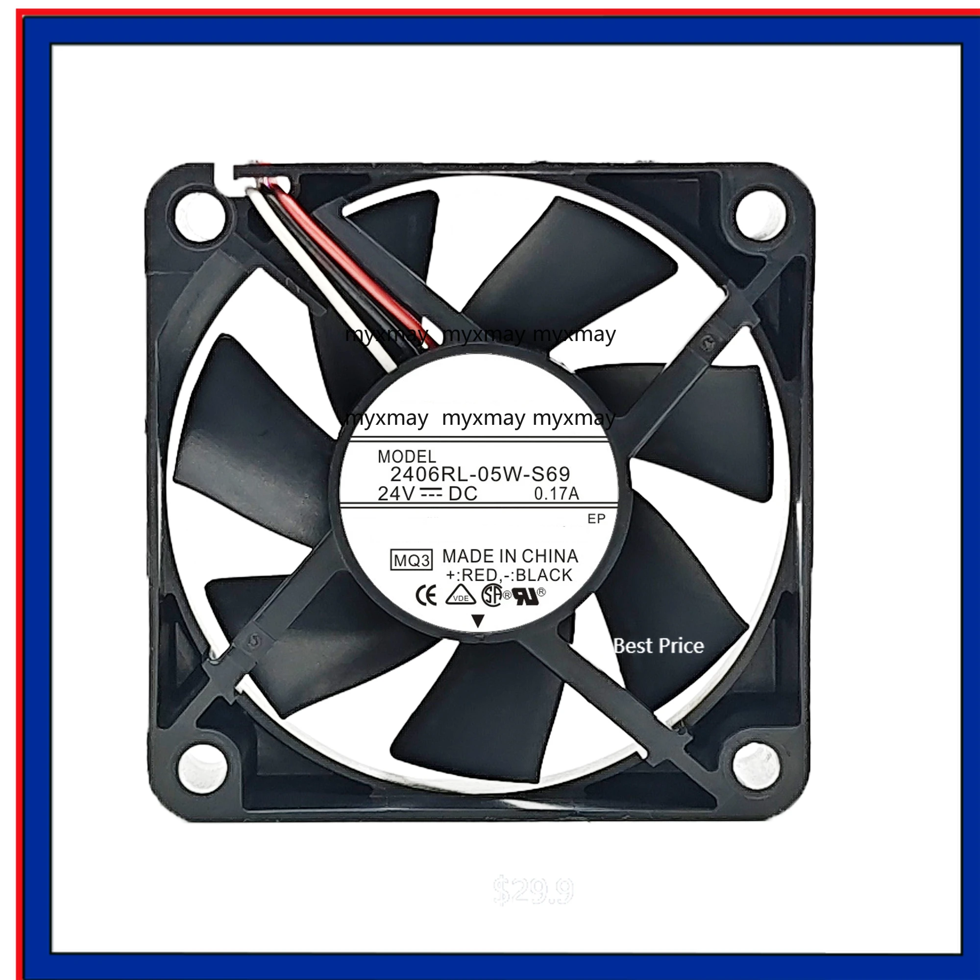 

Cooling Fan 2406RL-05W-S69 DC 24V 0.17A 6CM 6015 60X60X15MM 3-Wire