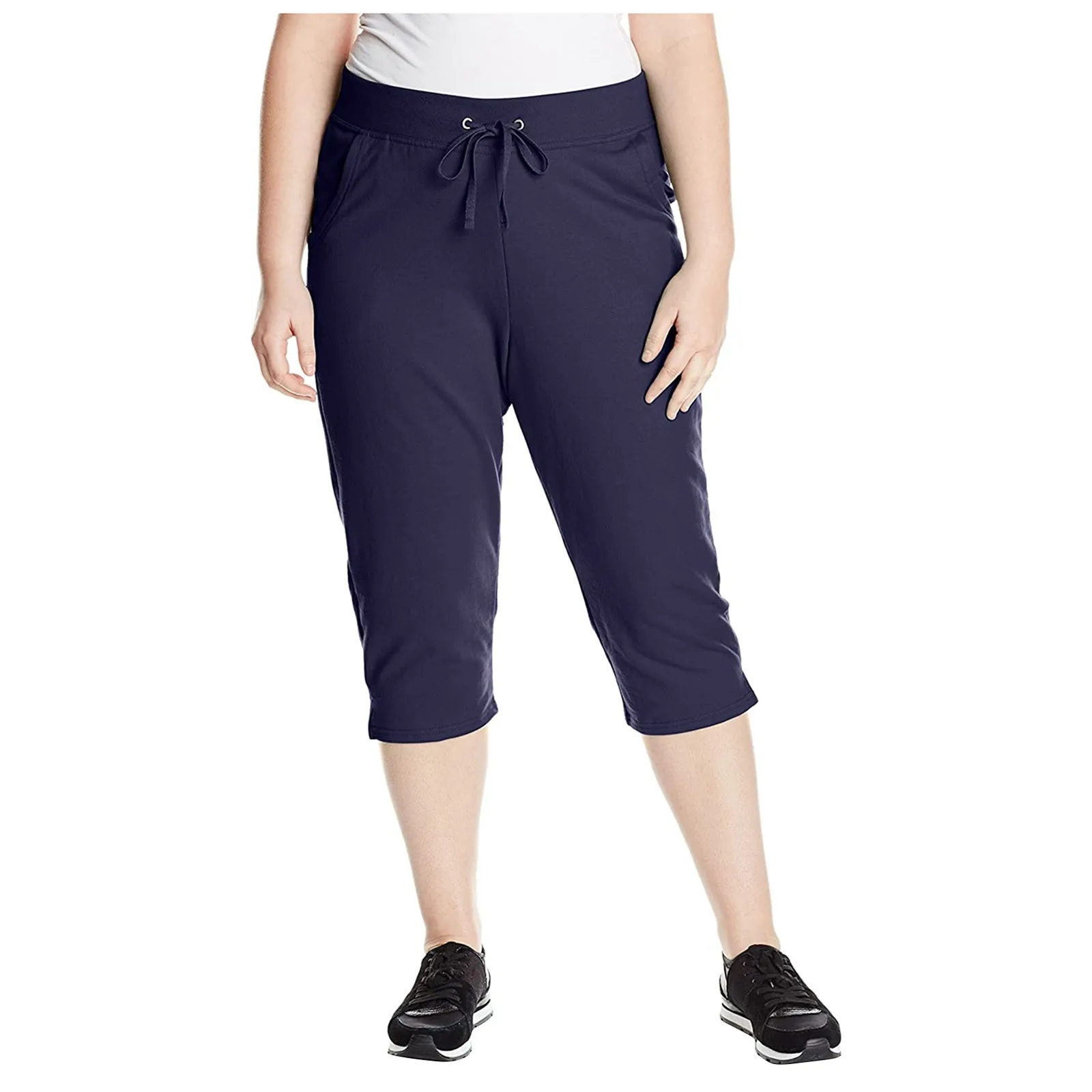 Spodnie damskie Plus Size Stretch przycięte spodnie do jogi spodnie dresowe