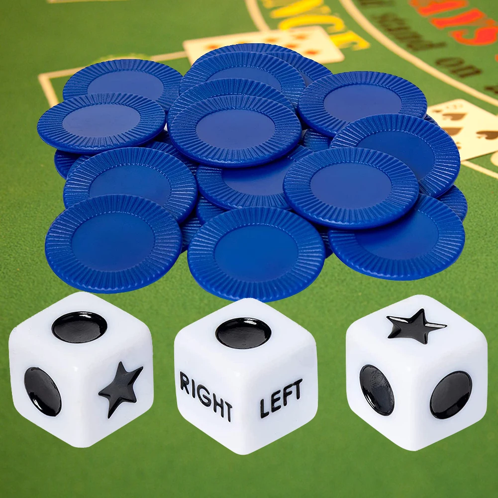 27pcs Dice Game 3 Dices and 24 Chips Fun Interactive Dice Games Portable Novelty Toys for Family Friends Nights