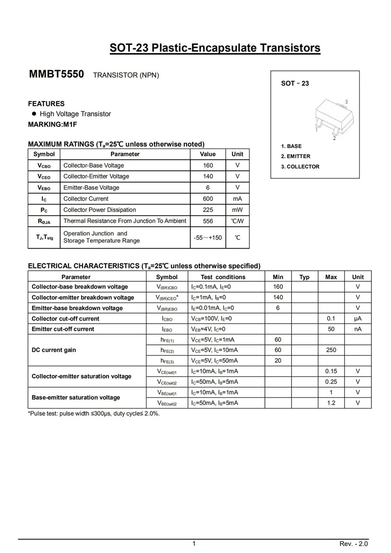 (50 шт.) MMBT5550 M1F MMBD4448 KA3 SMD коммутационный диод SOT-23 Триод NPN