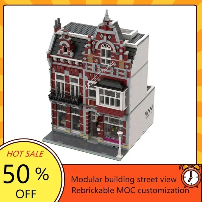 3419PCS Aangepaste MOC Gebakwinkel modulaire street view Model Custom Puzzel Kinderen verjaardag speelgoed kerstcadeaus