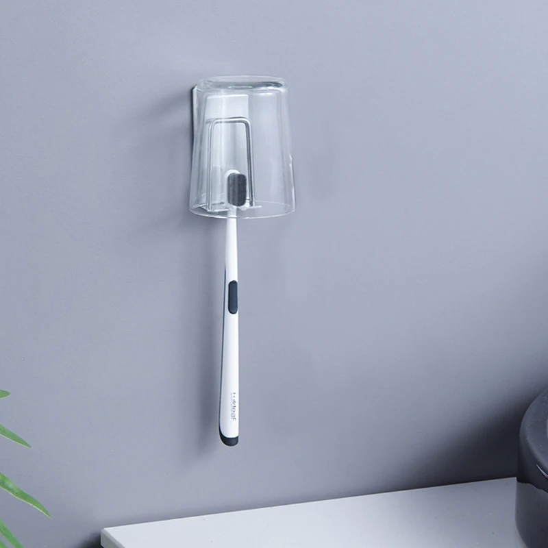 Stainless Steel Toothbrush Holder Wall Mounted Adhesive Toothbrush Cup Holder Space Saving Home Organizer