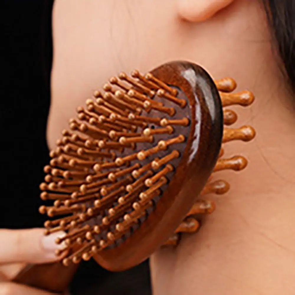 Double Sided Sandalwood Air Bag Comb Golden Silk Anti Static Air Cushion Comb Relieve Stress Nose Massage Wood Comb Men