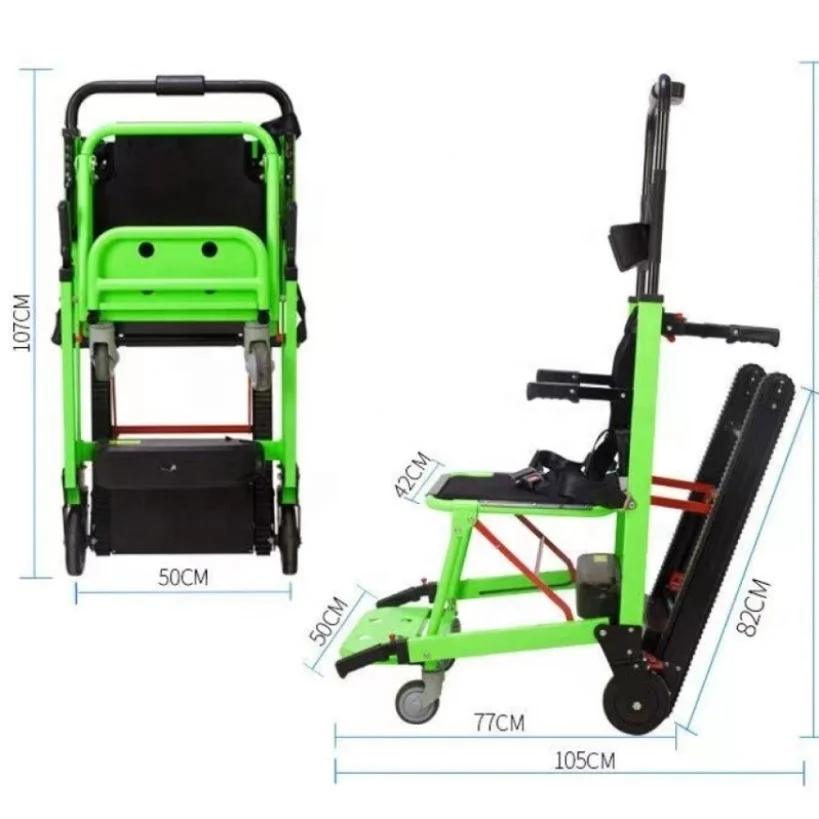 Rehabilitation equipment electric stair climbing lift folding stairway trolley chair stretcher for disabled old evacuation