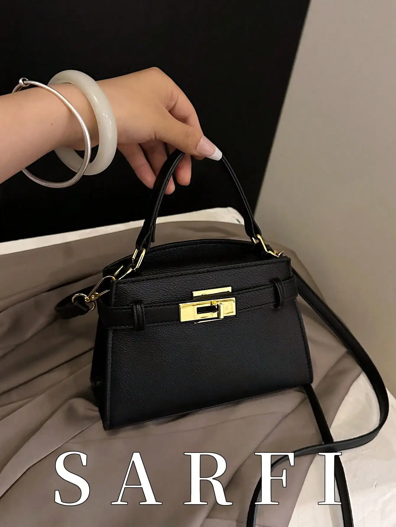 Fashionable High-End Litchi Grain Women's Handbag, Minimalist Adjustable Shoulder Strap Shoulder/Crossbody Bag, Quiet Luxury