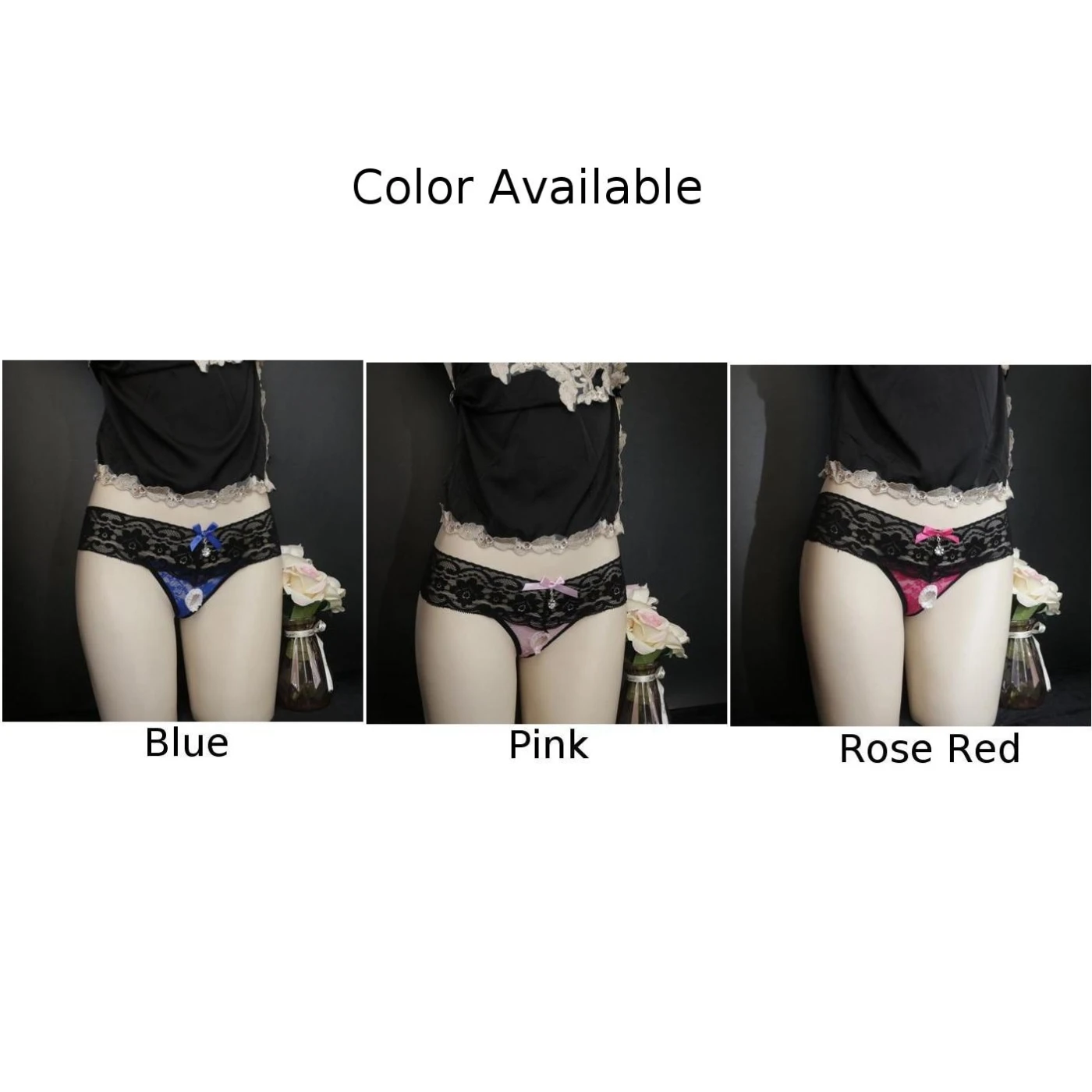 Fashion New Sissy Men Briefs Open Crotch Underwear Lacework Bowknot Comfortable Low Rise Transparent Panties Knickers Panties