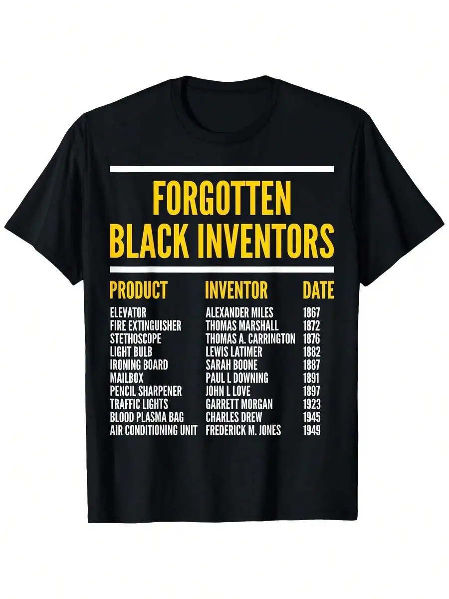 'The History Of Forgotten Black Inventors' Black History Month T-Shirt, Suitable For Both Men And Women, Outdoor Wear, 100% Mate