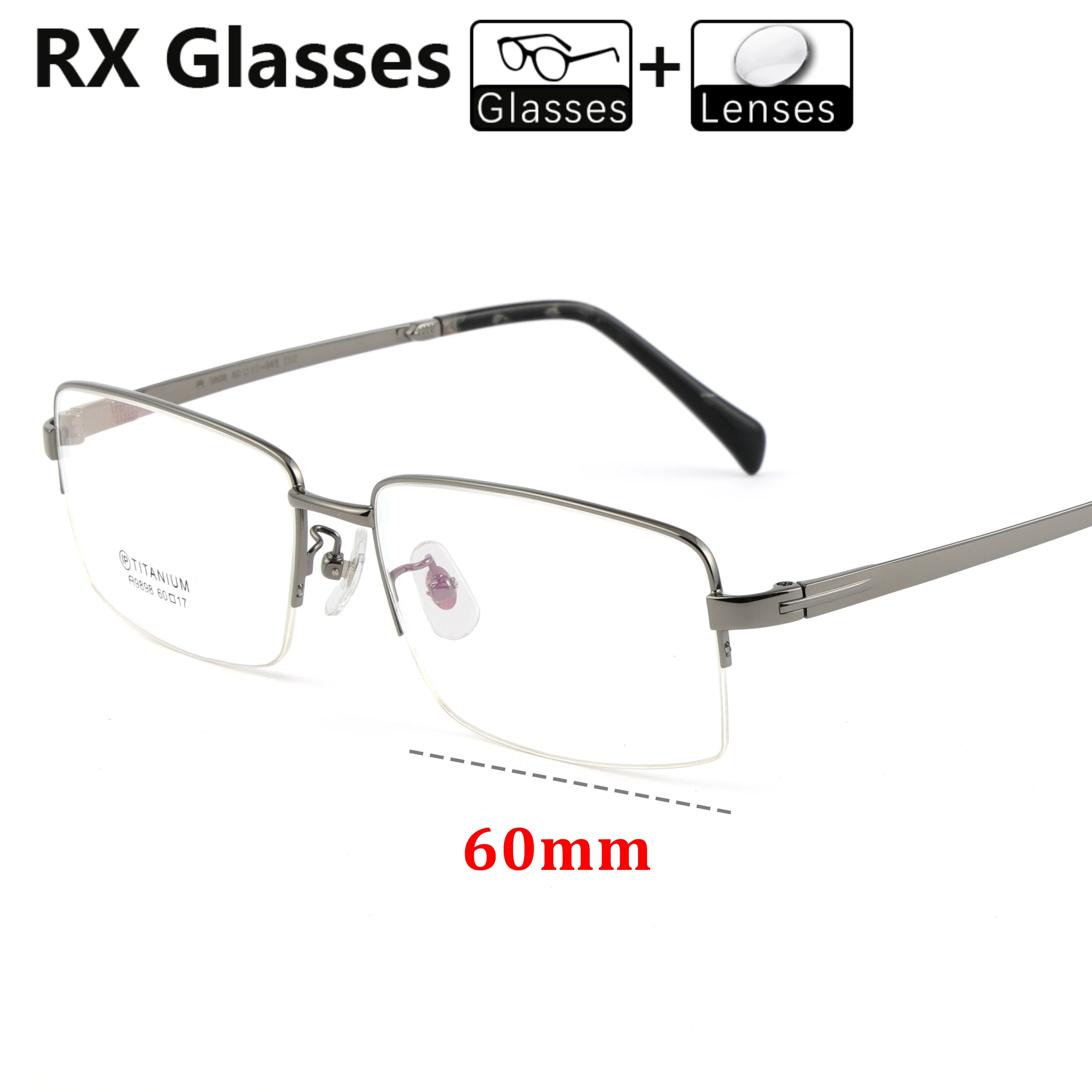 

RX Glasses Men Fat Face 60mm Wides Eyewear Titanium Optical Myopia Anti-Reflection Recipe Prescription Progressive Multifocal