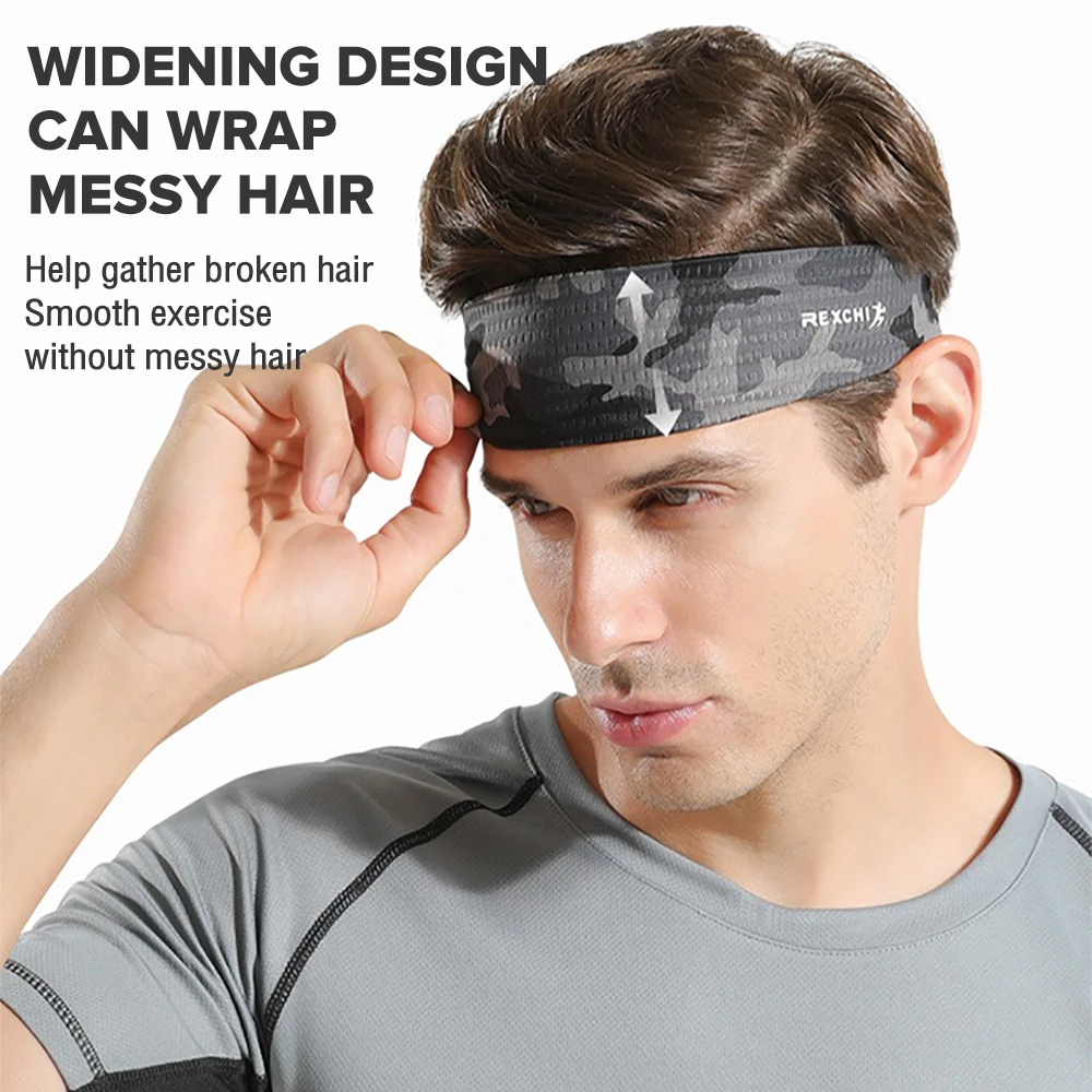 Sports Headbands Turban for Men Fitness Yoga Workout Sweatband Non-Slip Moisture Wicking Running Cycling Aerobics Hairband【1PC】