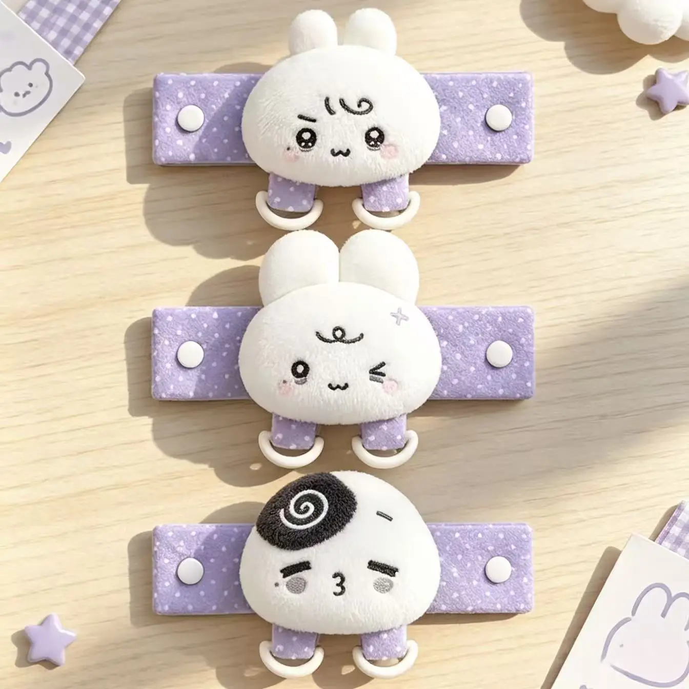 Japanese Cute Girl Heart Plush Purple Rabbit Button Expansion Bag Cute Bag Pendant Doll Pendant Gift Birthday Gift for Friends