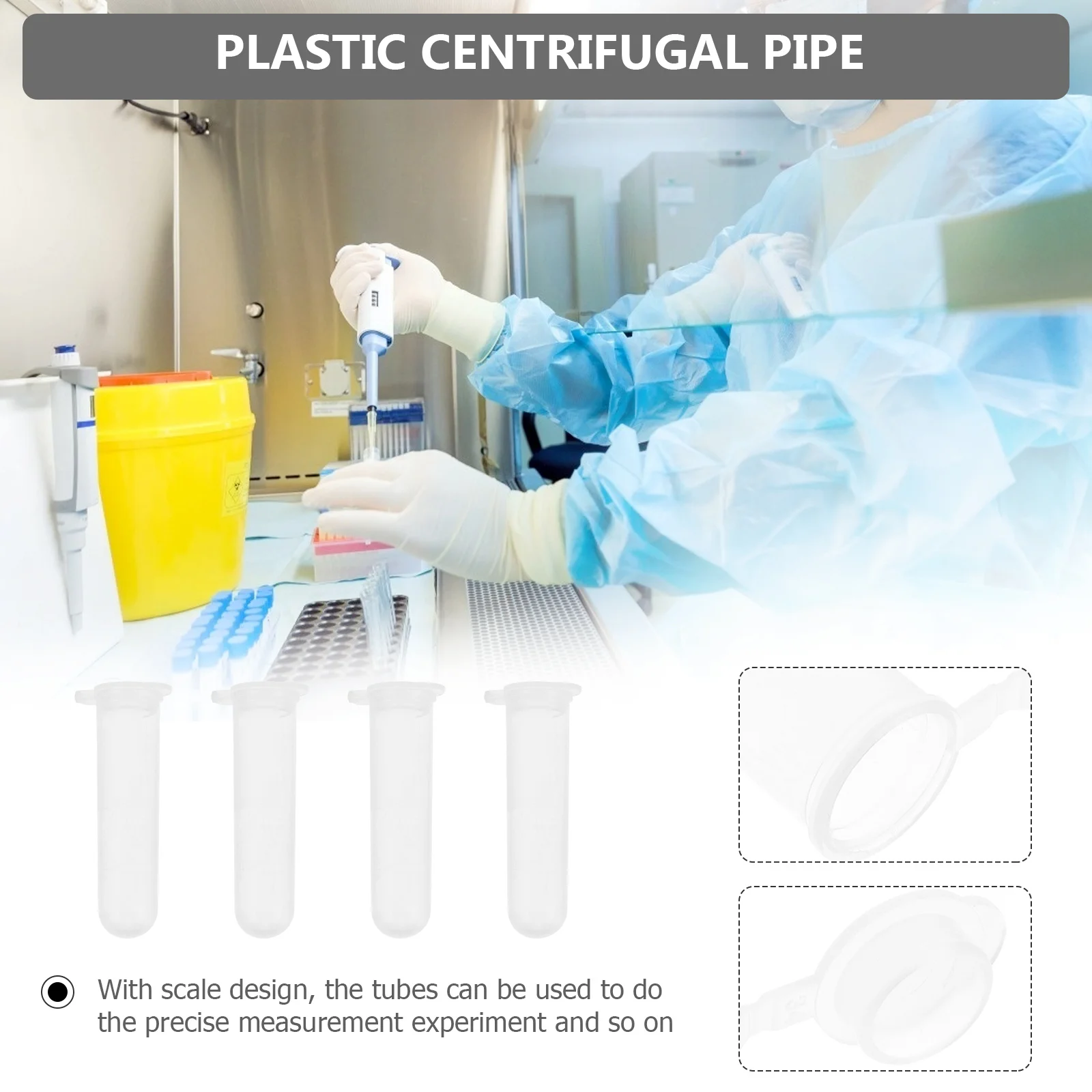 

300Pcs Clear Pe Tubes Laboratory Test Tubes with Scale for Science Experiments Sample Storage and Precise Measurement