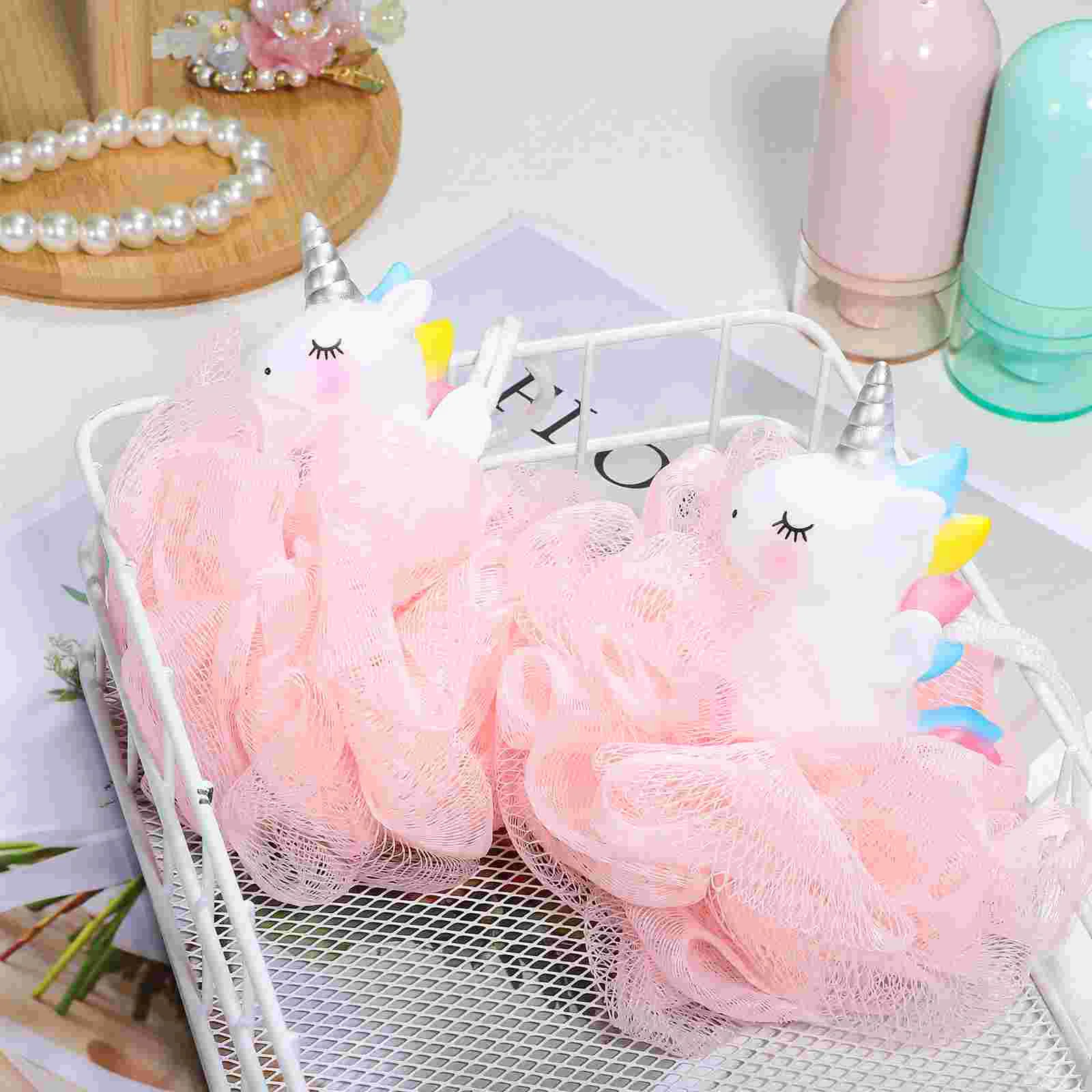 2 Pcs Unicorn Loofahs Animal Loofah Kids Loofah Girls Bath Sponge Bath Exfoliating Scrubber Bathing Ball