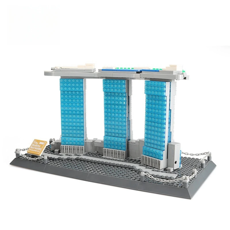 881PCS Creative Landmark Singapore Hotel Bouwsteen Marina Bay Sands Bouwmodel Baksteen Moderne Architectuur Speelgoed