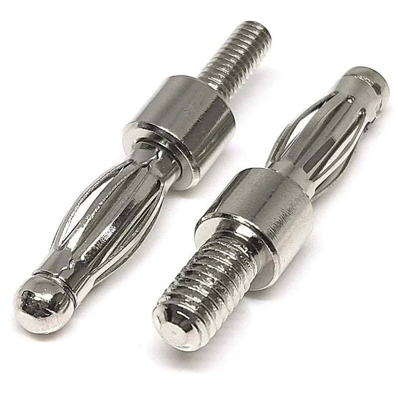 20PCS 4mm Banana Plug with Thread 3mm / 4mm for Panel Mount M3 / M4 Bolt Fitted Uninsulated Adaptor Connector Plugs