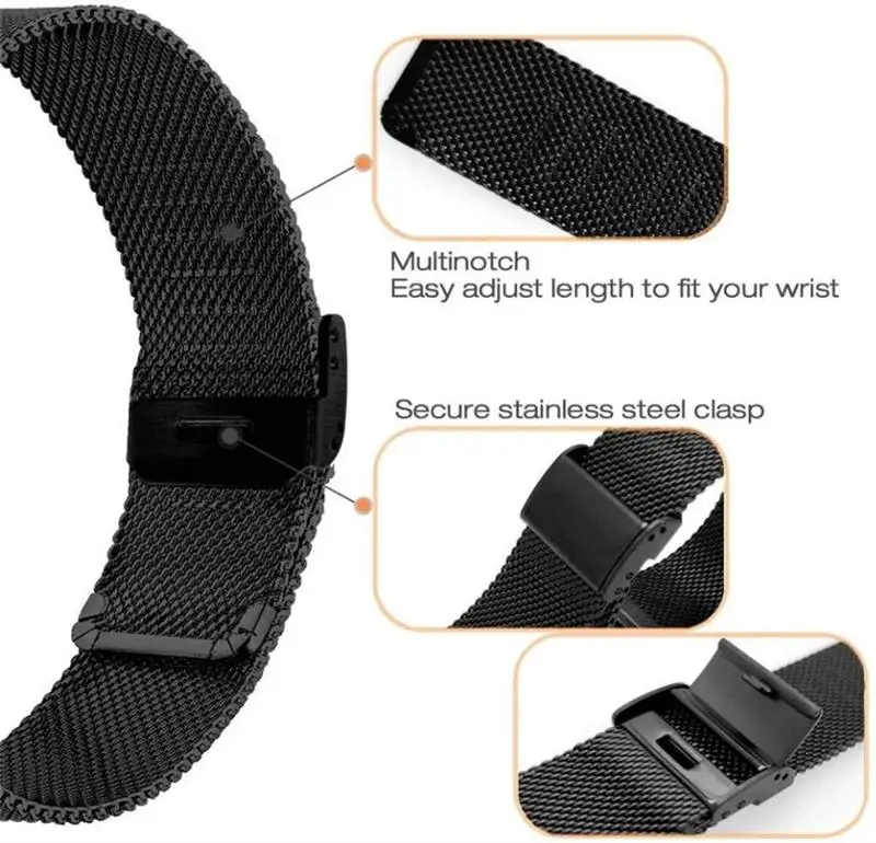 Schutzhülle + Band für Samsung Galaxy Watch 4 5 6 44 mm 40 mm Armband Stahlgeflecht Milanese Loop für Samsung Galaxy Watch 7 44 mm 40 mm – Detail 3