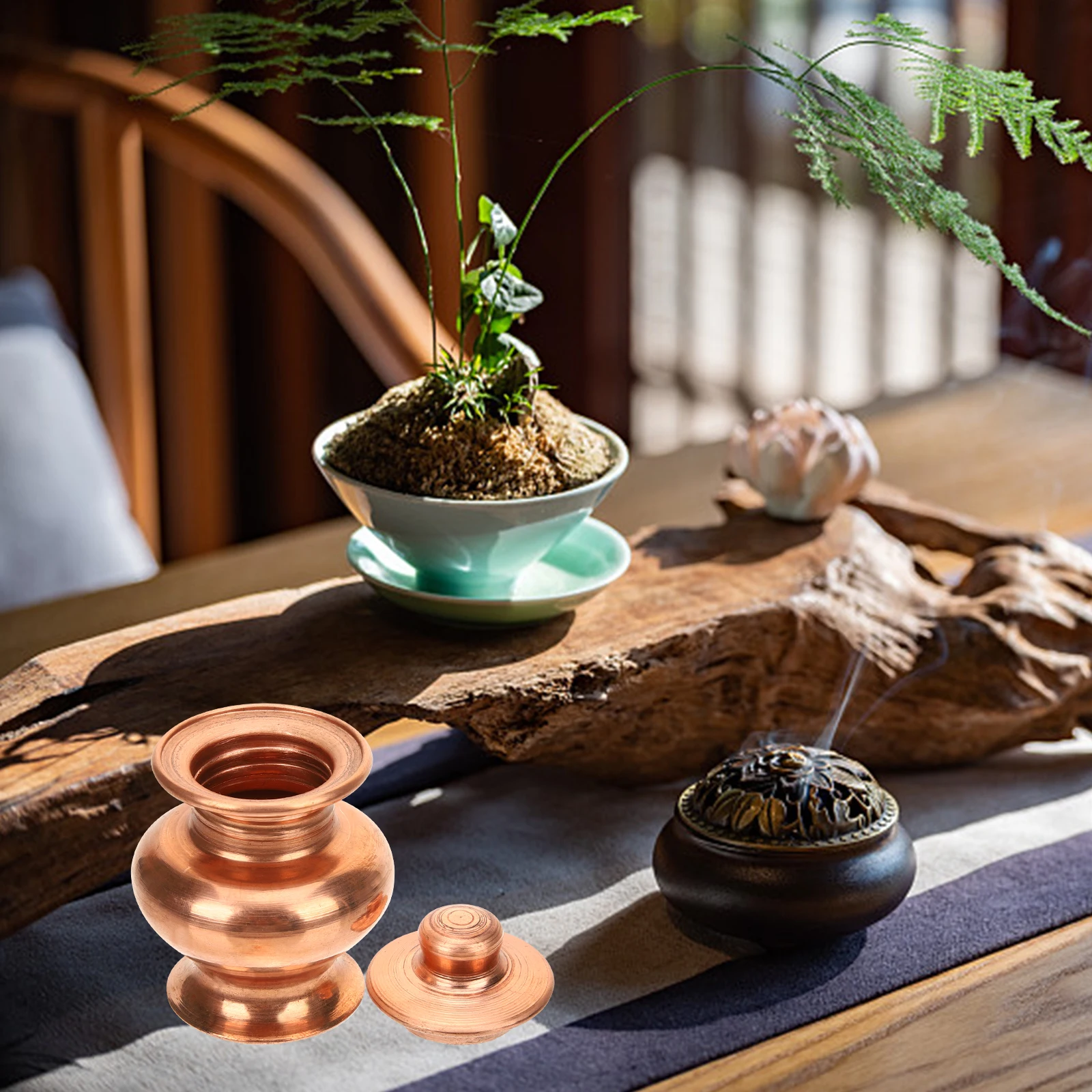 

Copper Ruyi Vase Brass Buddha Offering Bottle Decor For Home Meditation Buddhist Enshrines Vase Desktop Ornament