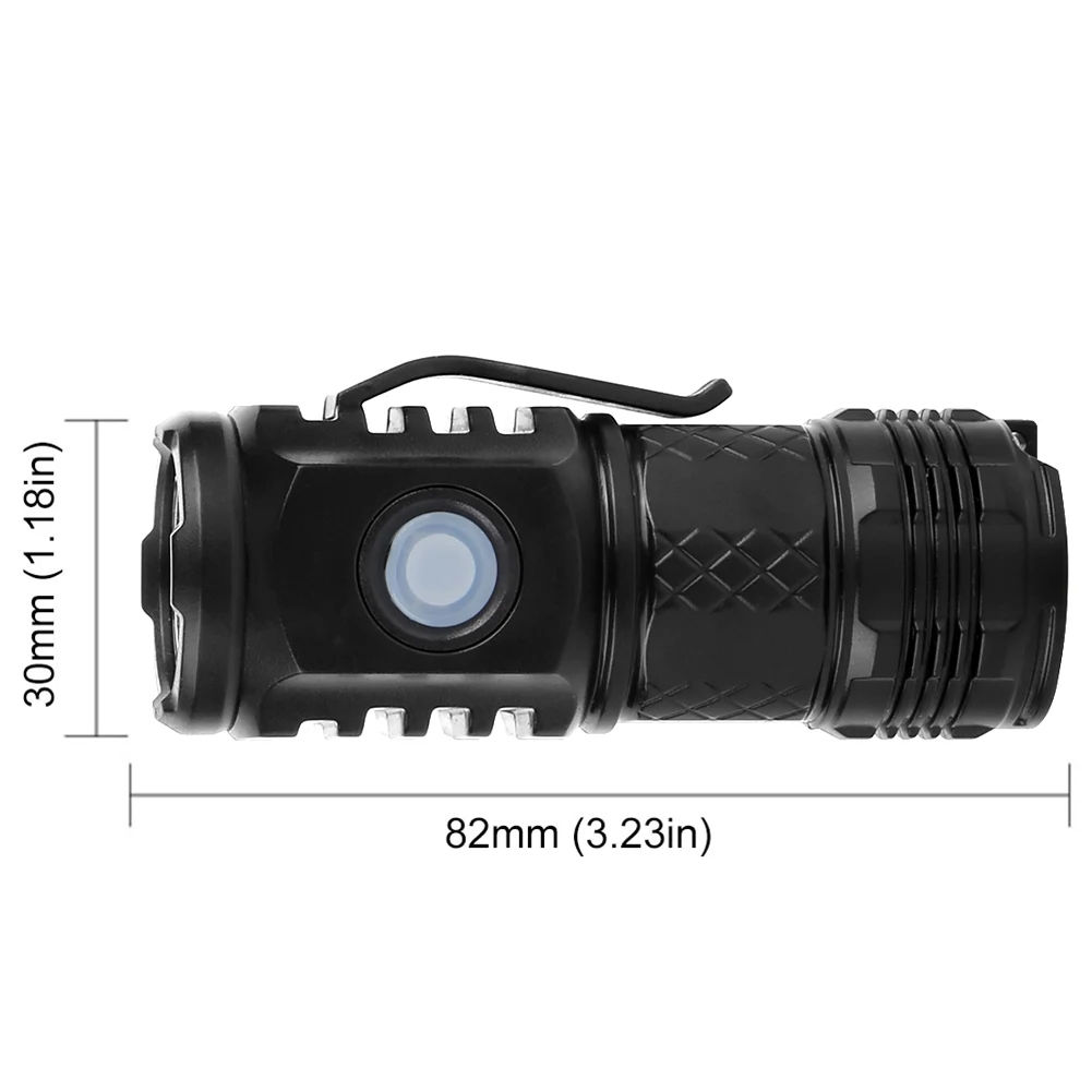 1/2 pezzi torcia portatile a LED antiscivolo 300LM torcia multifunzionale ricarica USB impermeabile con clip per penna per arrampicata riparazione