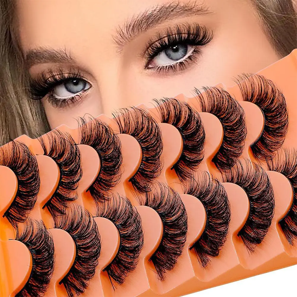 2026 7pairs Mink Eyelashes Invisible Band Lash Extension Natural False Eyelashes Cross Cluster Fairy 3D Faux Eye Long Fake Lash