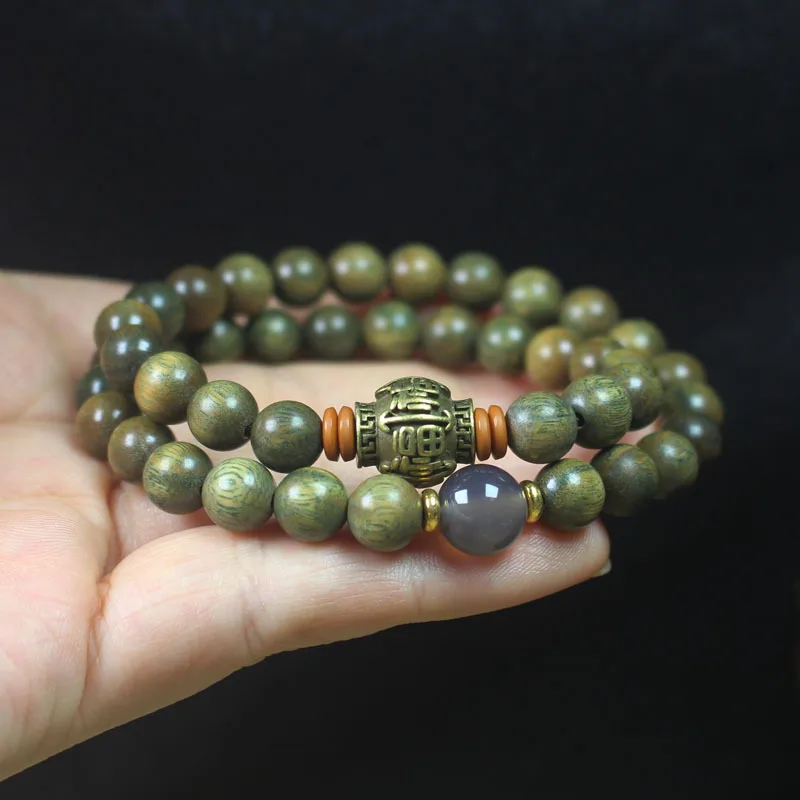 Guajacwood 8mm Double Circle Bracelet Lucky Lantern for Men and Women Mori Style Simple Crafts Buddha Beads Rosary Ornament Gift