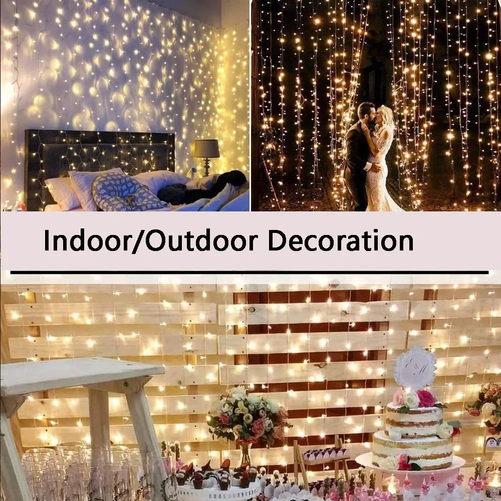 3-60M Led Icicle Curtain Fairy Christmas String Lights Garland Outdoor For Wedding Ramadan Home Room Patio Party Decoration 2023