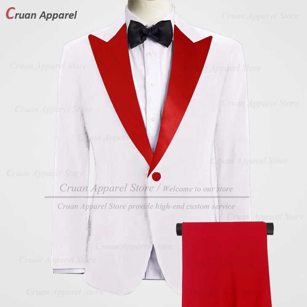 Newest Velvet Men Suit Set Christmas Day Classic Fashion Red Green Outfits Formal Activities Elegant Male Blazer Pants 2 Pieces