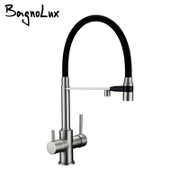 Brushed Nickel Kitchen Faucet Pull Out Double Handle Kitchen Tap Matte Chrome Kitchen Mixer Brass Single Hole 3 Ways Sink Tap