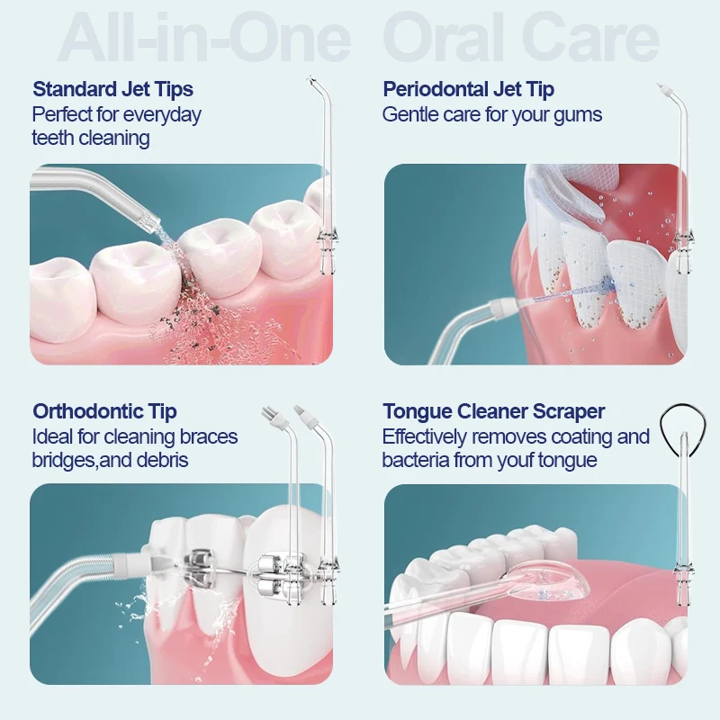STLF 8 Mode 400ml Pembersih Gigi Isi Ulang Tanpa Kabel Waterflosser Irrigator Dengan Layar Digital LED