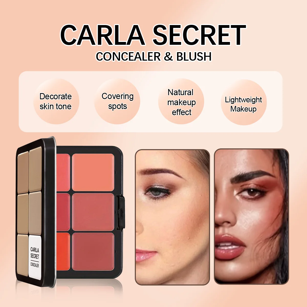 12-Farben Eisen Box Concealer erröten Creme matt Highlight Kontur Make-up All-in-One-Palette