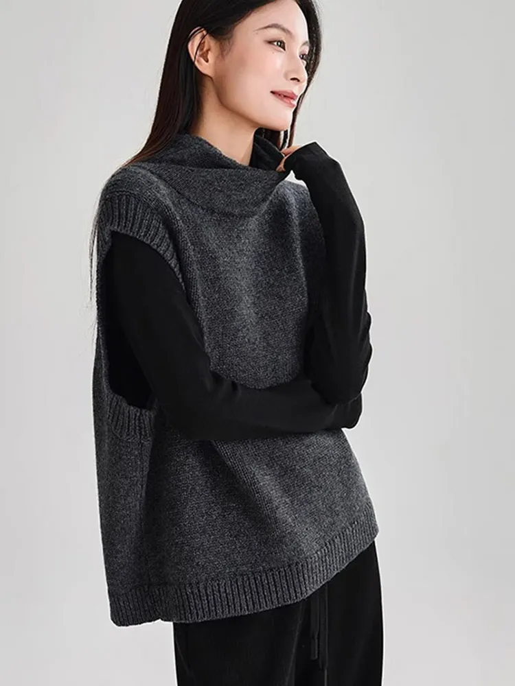 Hoge kraag Pure kleur gebreide trui Svel Hoodie Warm Faionable Casual Top Damesvest Comfortabel ademend