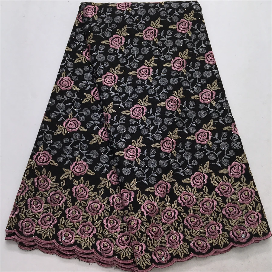 

New Style African Cotton Lace Fabric Embroidery 5Yards Swiss Voile Lace High Quality 2025 Nigerian Dry Lace For Women's Dress