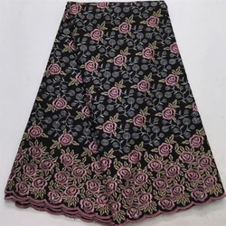 New Style African Cotton Lace Fabric Embroidery 5Yards Swiss Voile Lace High Quality 2025 Nigerian Dry Lace For Women's Dress